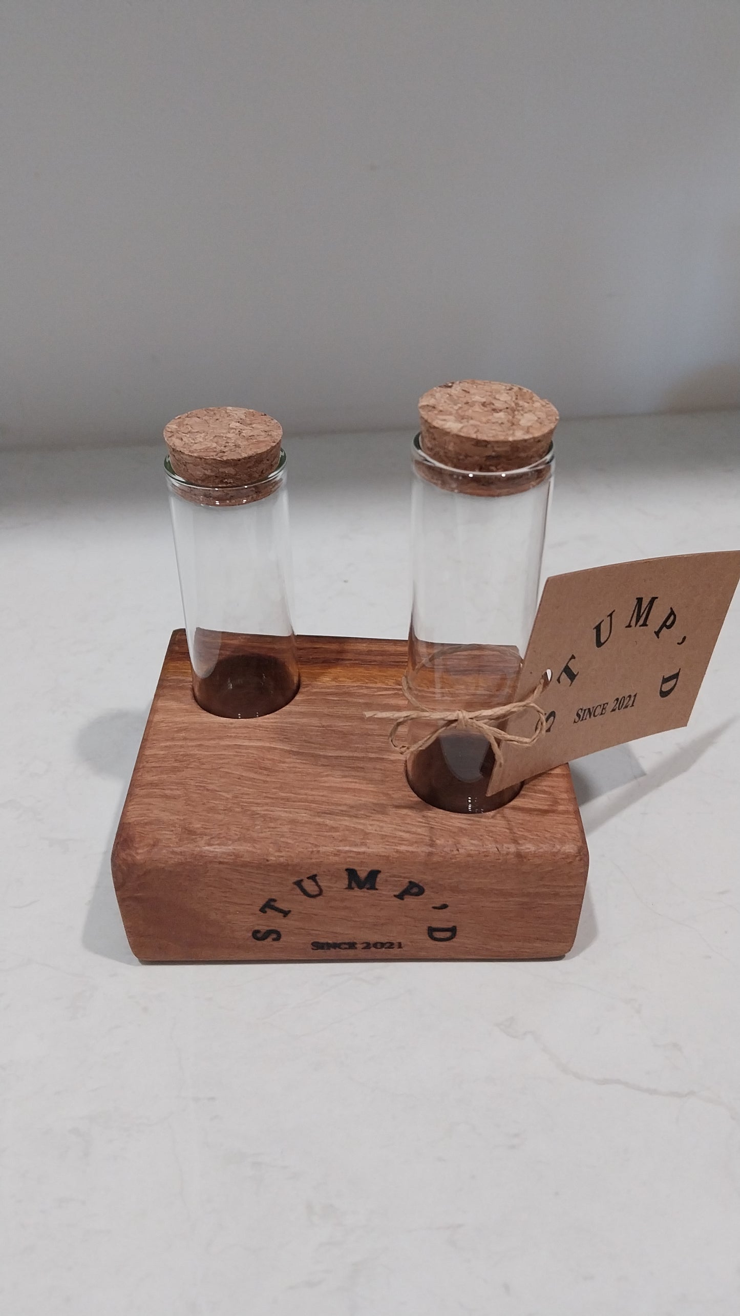 Bud Vase / Plant Propagation Stand 2 Tube - Tasmanian Blackwood