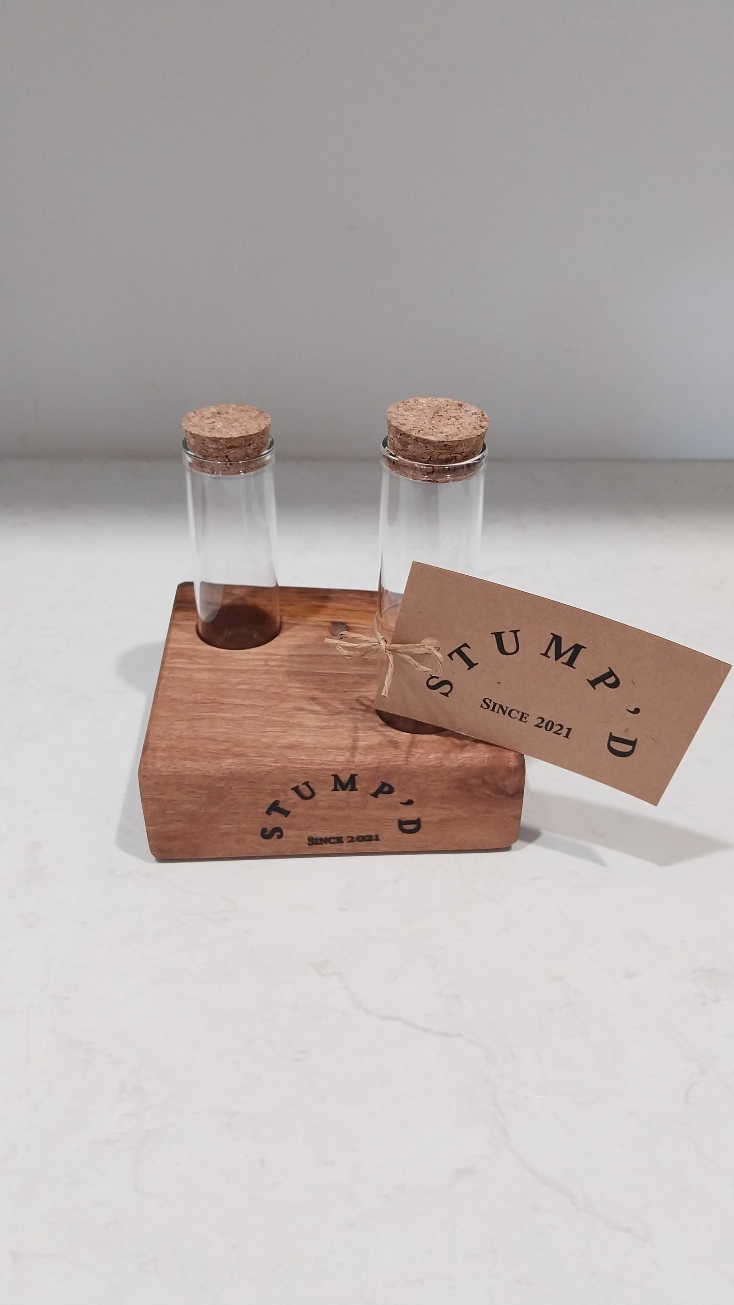 Bud Vase / Plant Propagation Stand 2 Tube - Tasmanian Blackwood