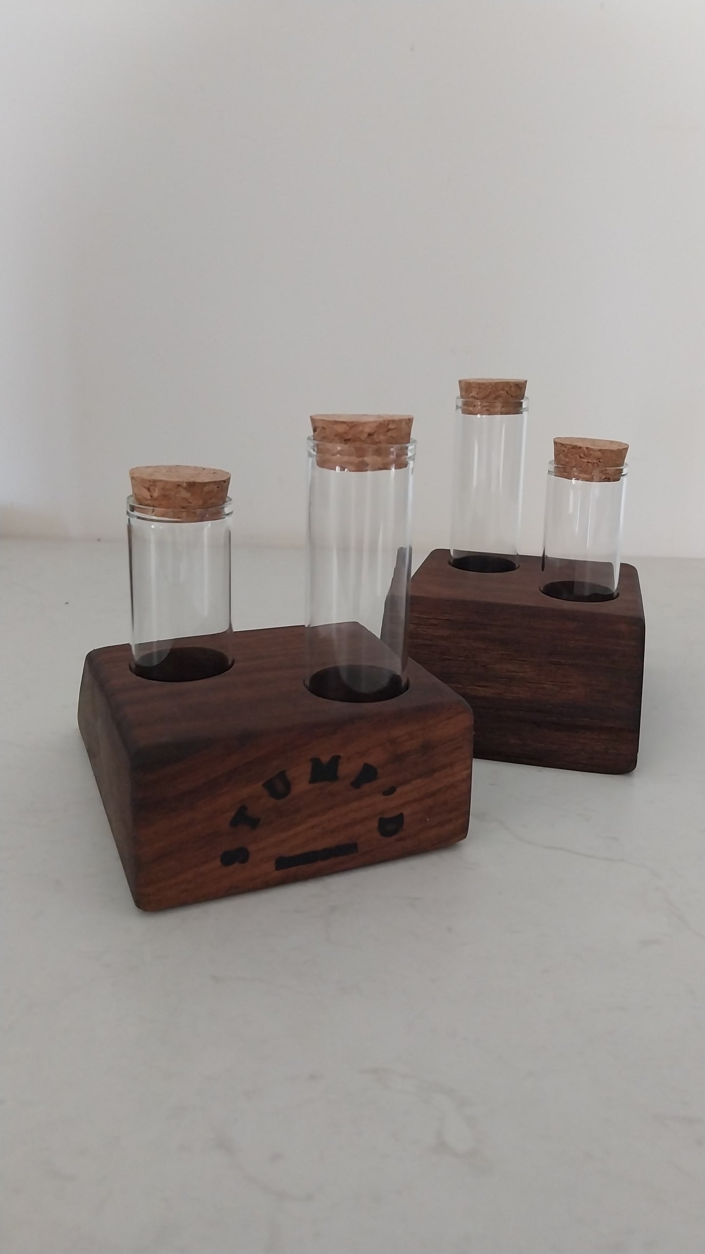 Bud Vase / Plant Propagation 2 tubes - Walnut
