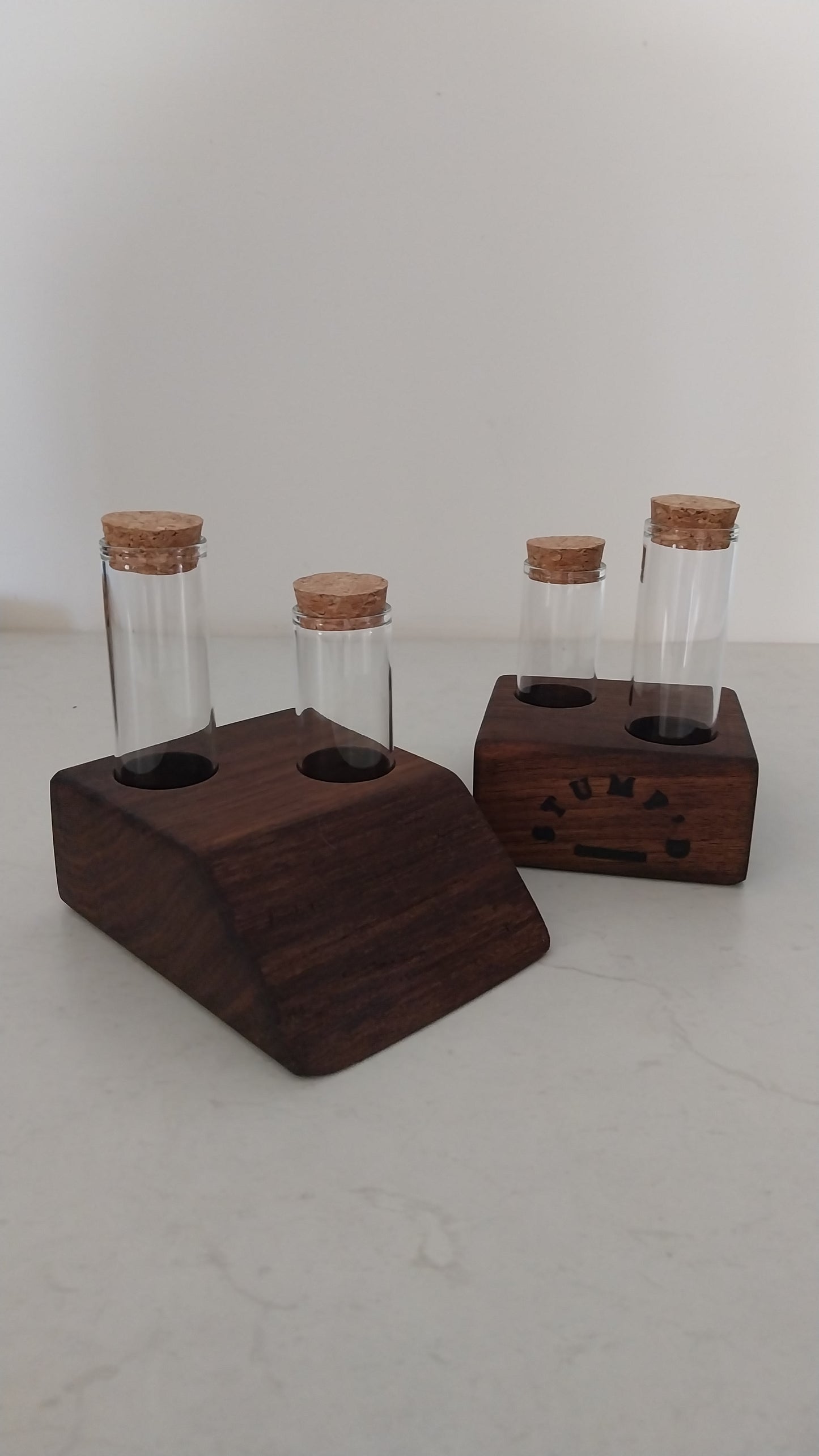 Bud Vase / Plant Propagation 2 tubes - Walnut